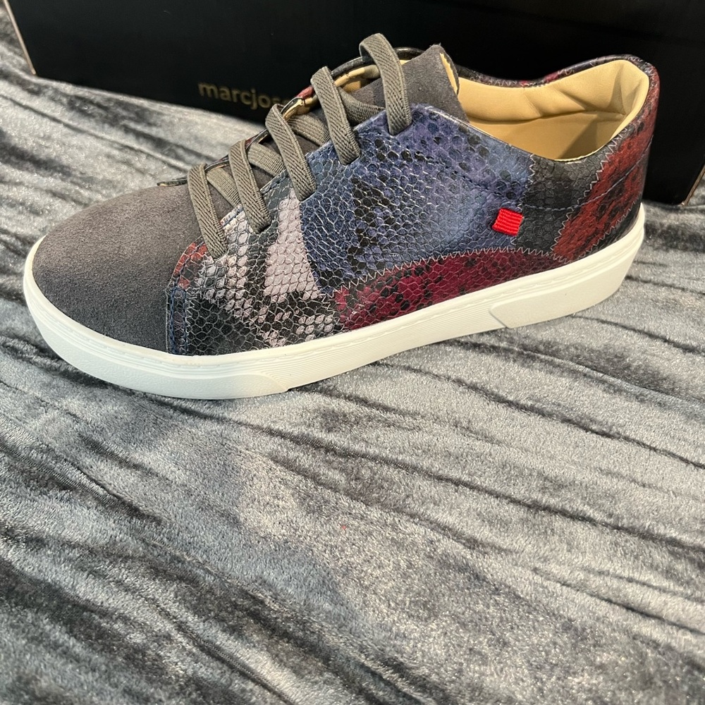 Marc Joseph Gray and Red Kids Sneakers